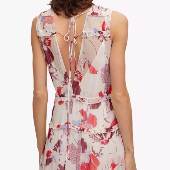 Hugo Boss Women’s Sheer Chiffon Floral Print Maxi Dress XS-S sample New NWOT - Picture 15 of 17